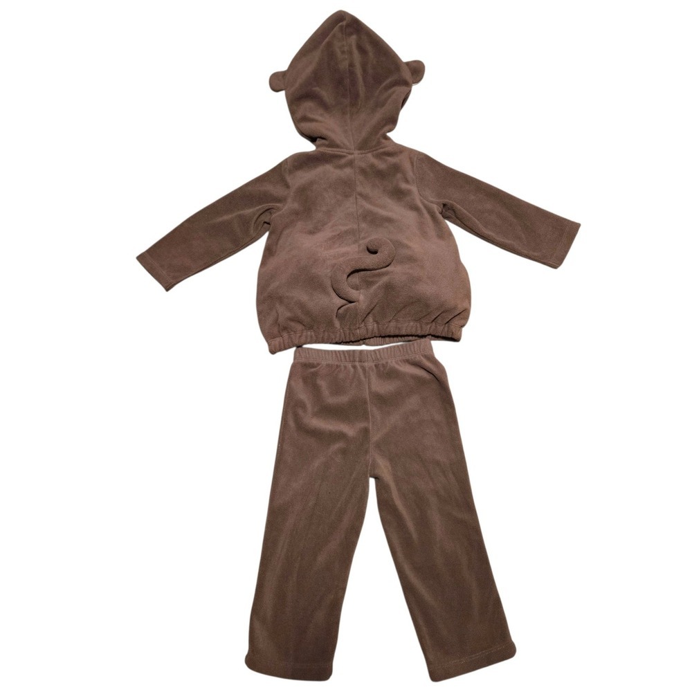 Carter's 24M Monkey Costume 2 Piece Brown Fleece Hoodie Pants Halloween - Picture 3 of 13